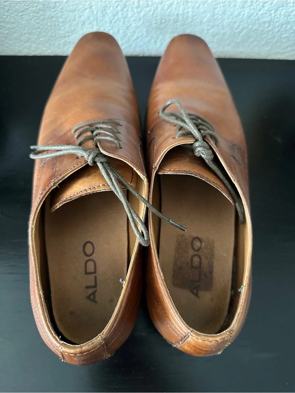 Aldo Men's Classic Leather Derby Shoes Brown Sz 10.5